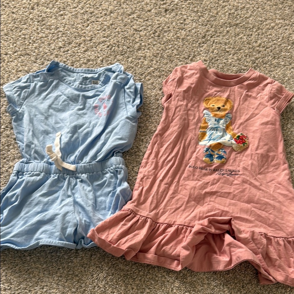 Kids' Blue and Pink Romper Set Ralph Lauren